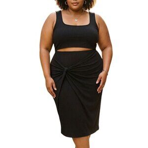 Derek Heart Womens Black Ribbed Cutout Knot Dress Size XL